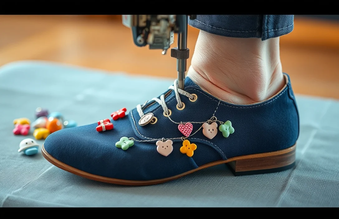 Sewing Charms into Fabric Shoes - how to put charms on shoes?