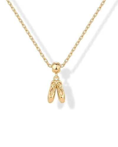gold ballet shoe charm necklace