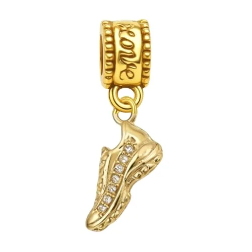 gold running shoes charm