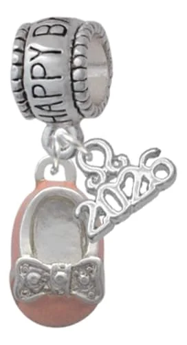 new mom pink baby shoe charm bracelet with swarovski crystals