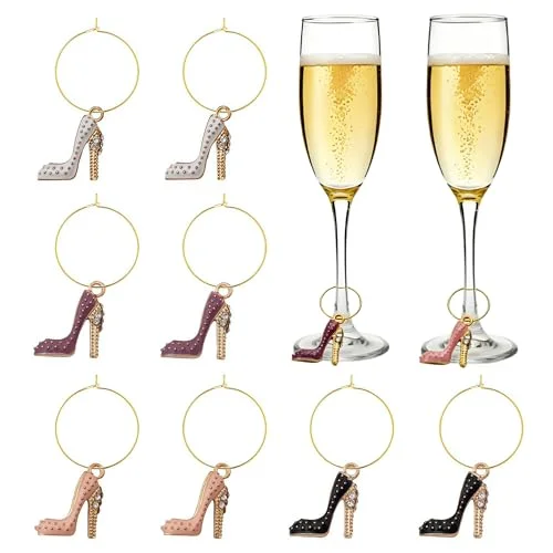 plastic pink high heel shoe wine charms