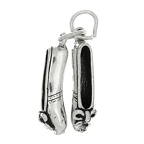 silver ballet shoes charm