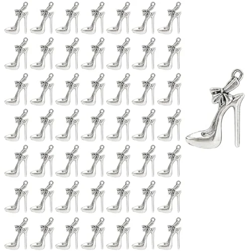 silver high heel shoe charm